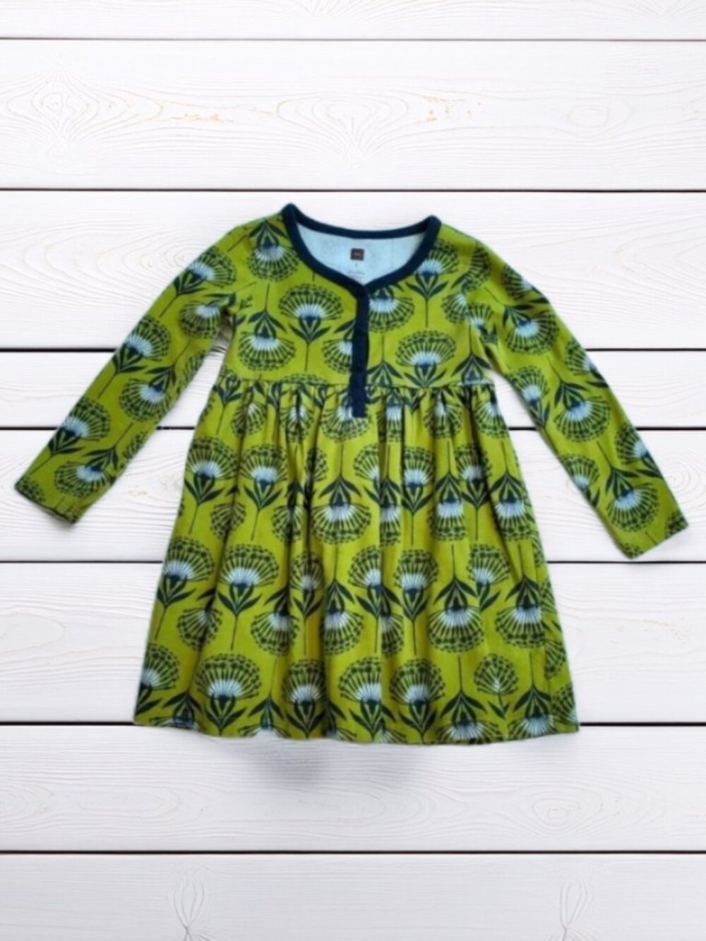 Tea Collection Green Floral Dress Size 3
